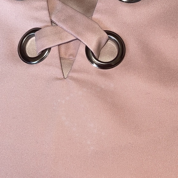 Sold❌Pink Plain Deep V Neck Cross String Eyelet Lace Up Sleeveless dress - Picture 5 of 6